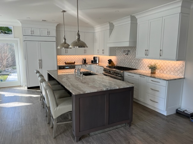 a kitchen with countertops